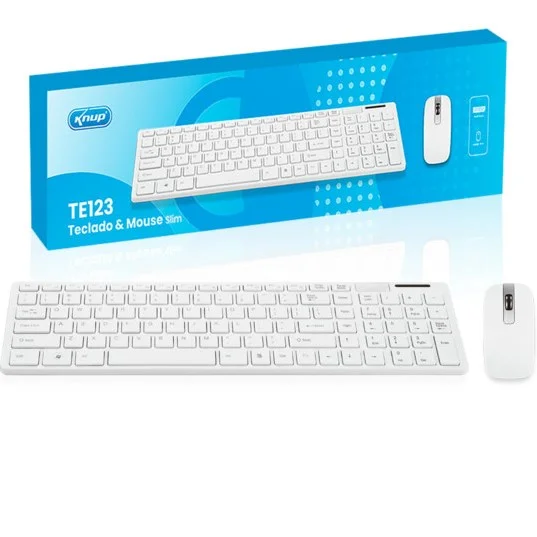 Teclado + Mouse S/ Fio Knup-te123 Slim Branco - Cod: 4518